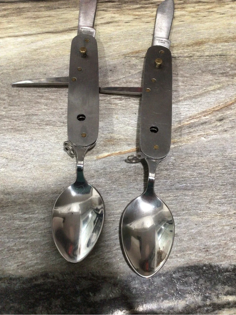 Sold! 2pc Ozark Trail Camping Utensil Multi Tool Spoon Fork Knife Corkscrew